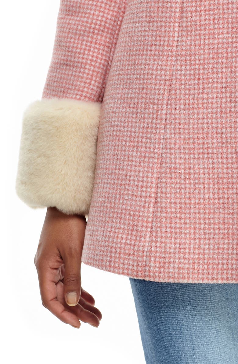 Gal Meets Glam Collection Eloise Check Coat with Faux Fur Trim, Alternate, color,