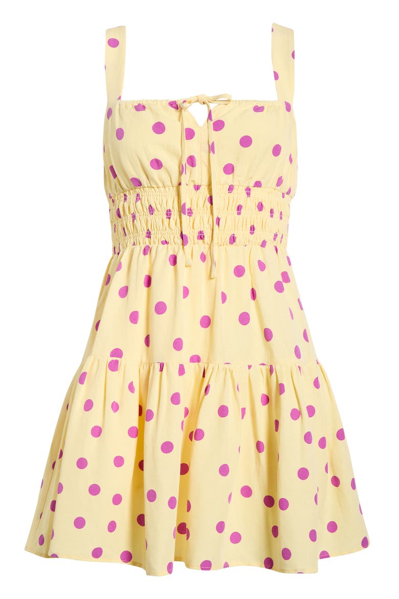 Skye Polka Dot Minidress, Alternate, color, YELLOW PURPLE