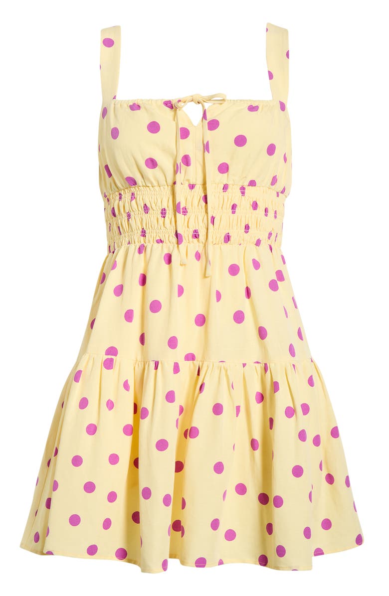 MAUDE CLUB Skye Polka Dot Minidress, Alternate, color, Yellow Purple