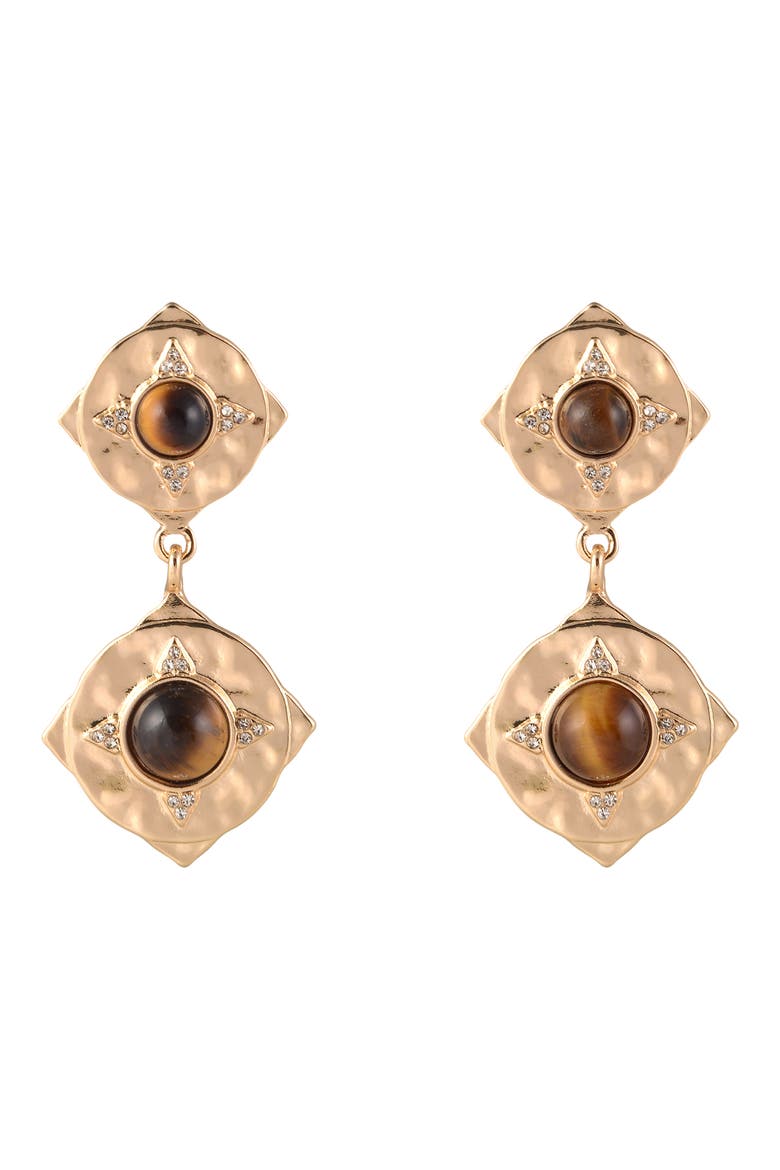 Double Drop Earrings, Main, color, BROWN