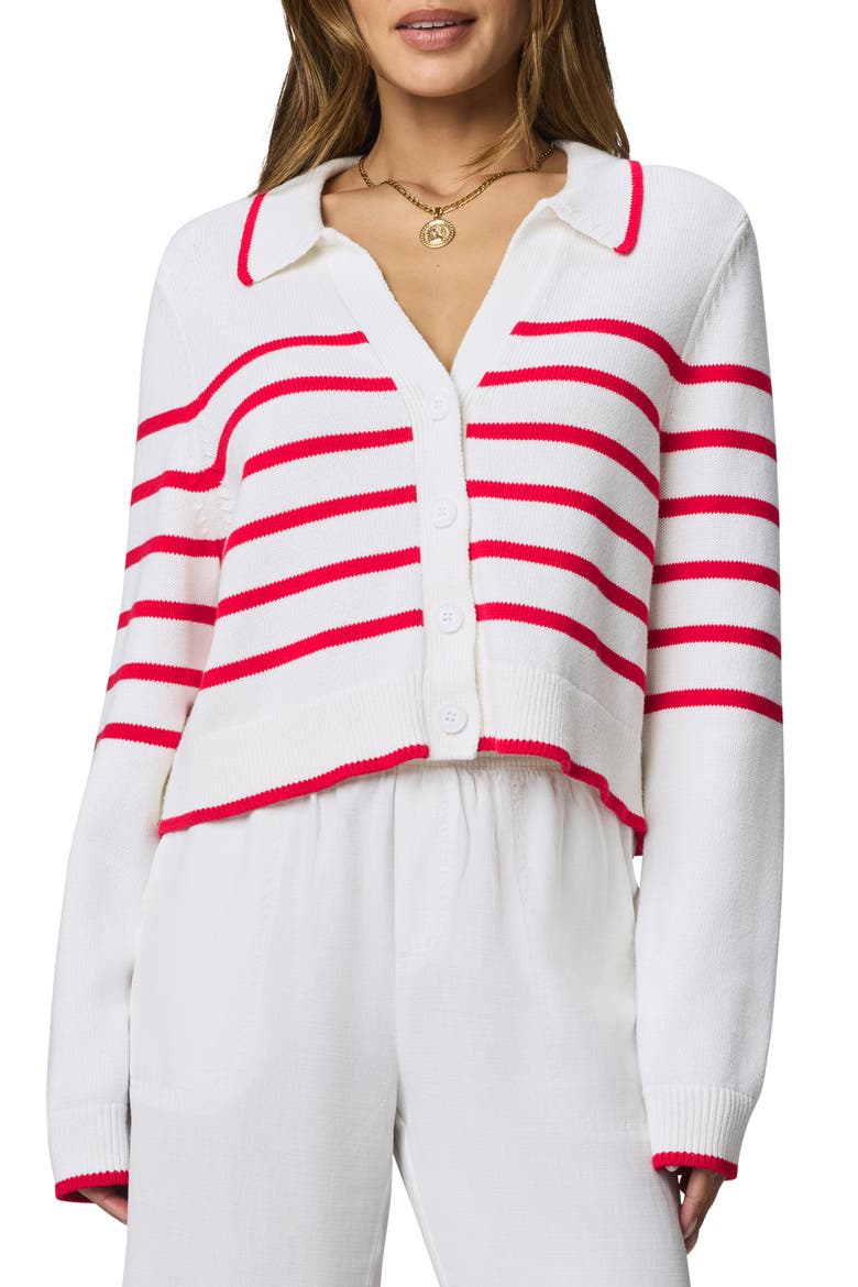Nicolette Stripe Cardigan, Main, color, WHITE/ ROUGE