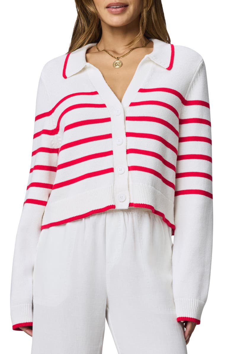 Splendid Nicolette Stripe Cardigan, Main, color, White/ Rouge