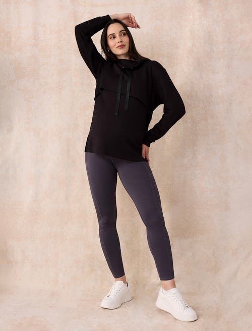 Motherhood Maternity Over The Belly Side Pocket Active Maternity Leggings In Purple