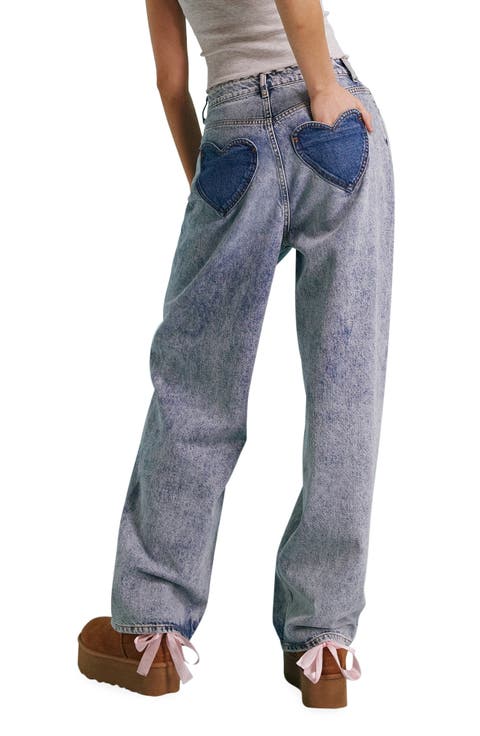 Heart Pocket Baggy Jeans