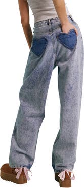 Miss Selfridge Heart Pocket Baggy Jeans
