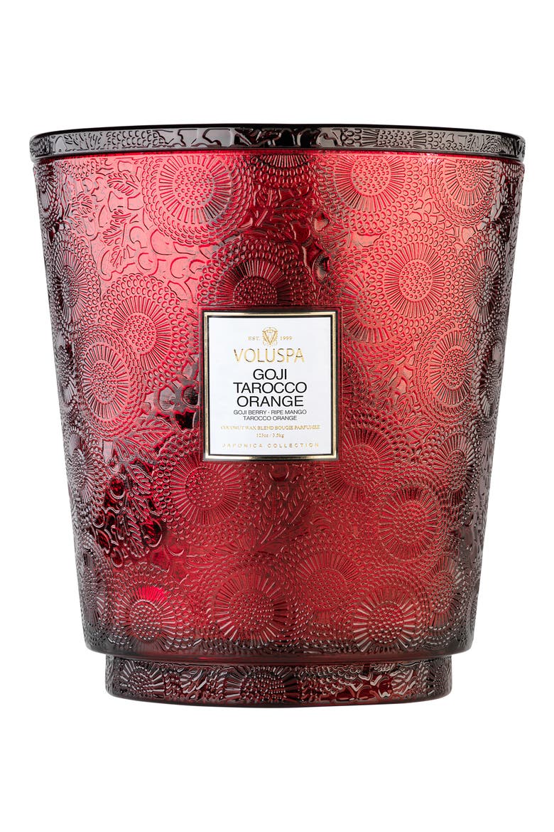 Japonica Hearth Five-Wick Glass Candle, Main, color, GOJI/TAROCCO ORANGE