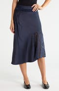 Damson Madder Elea Satin and Lace Midi Skirt