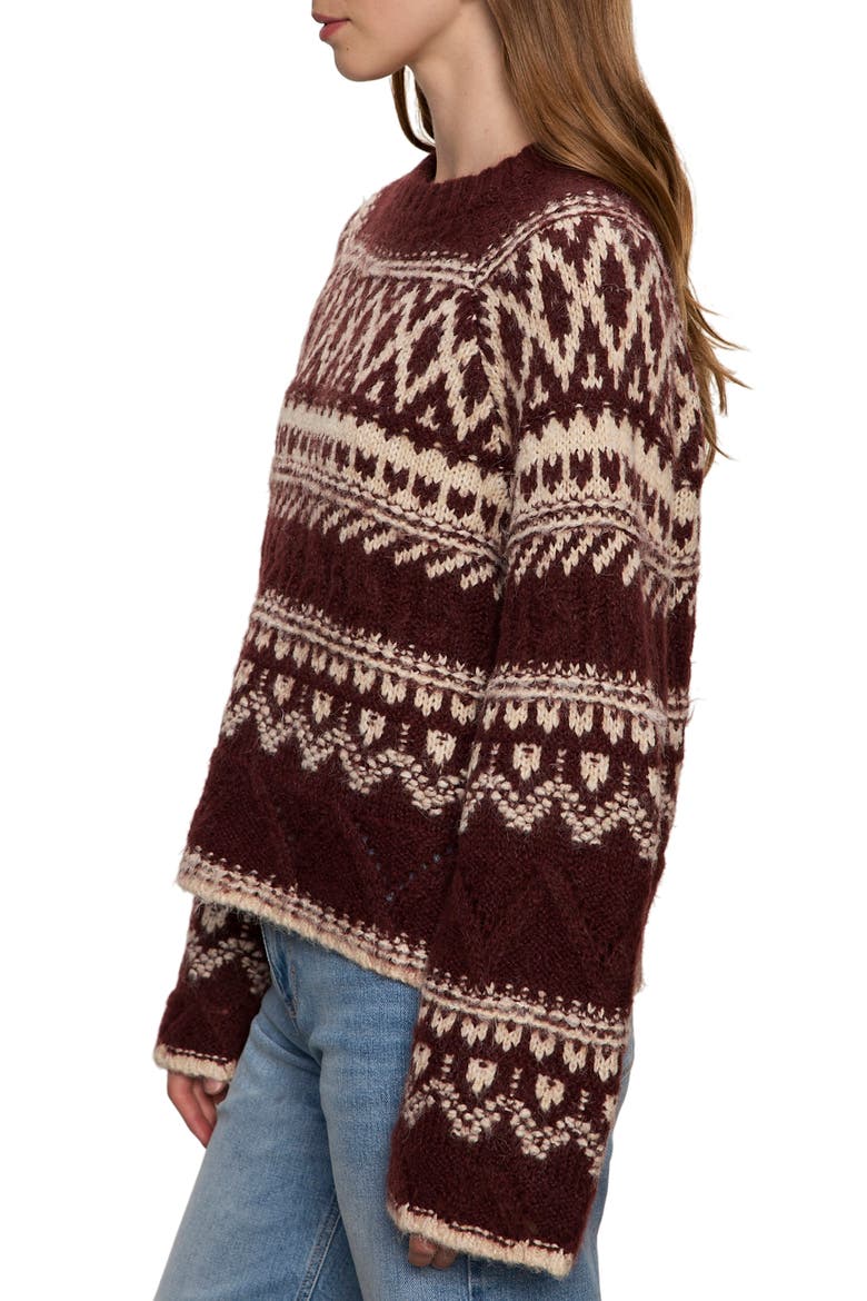 Fair Isle Crewneck Sweater, Alternate, color, DARK CRIMSON MULTI