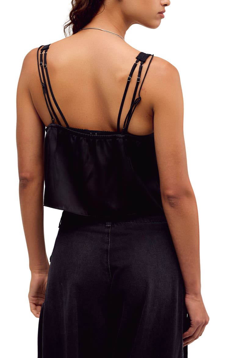 Intimately FP Carmella Lace Trim Satin Cami, Alternate, color, BLACK