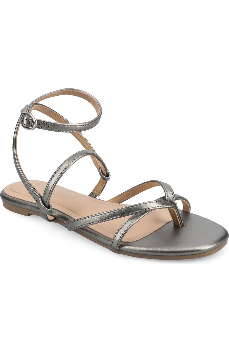 Journee Collection Serissa Ankle Strap Sandal, Main, color, Pewter