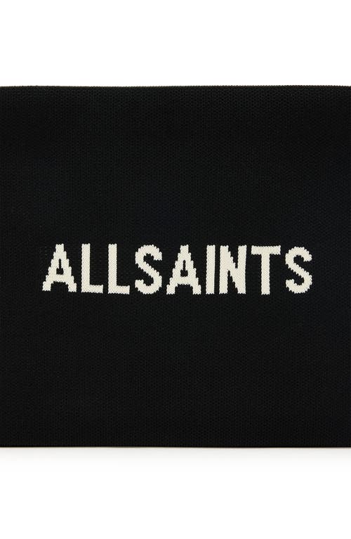 Shop Allsaints Izzy Logo Jacquard Recycled Polyester Clutch In Black