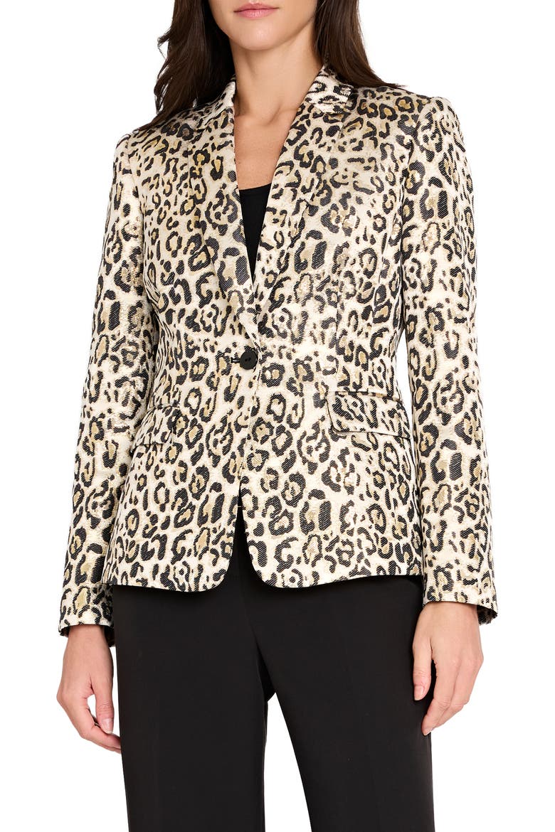 Leopard Print Blazer, Main, color, GOLD LEOPARD
