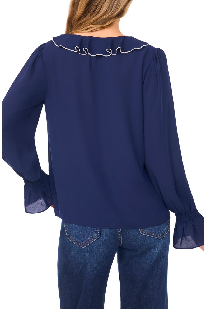 Ruffle V-Neck Top, Alternate, color, CLASSIC NAVY