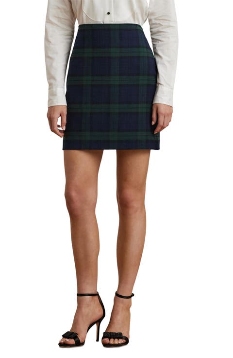 Plaid Twill Pencil Miniskirt (Petite)