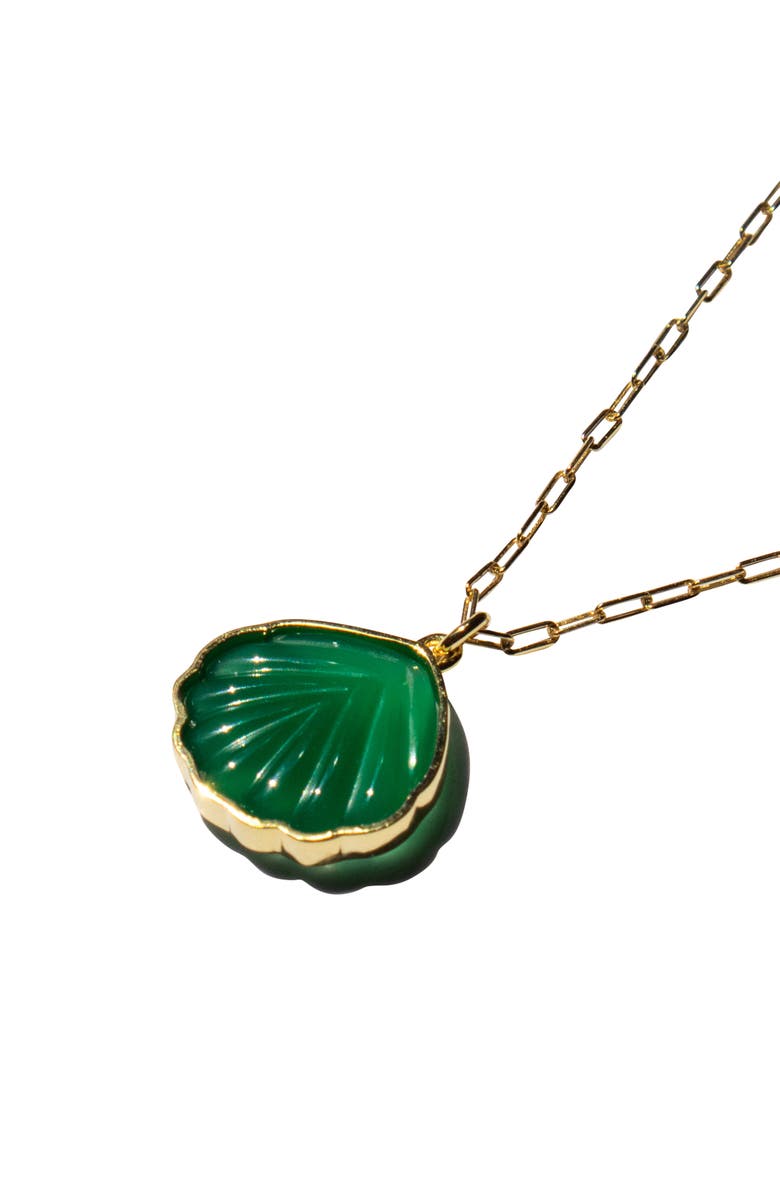 seree Shell Green Jade Stone Pendant Necklace, Alternate, color, Green