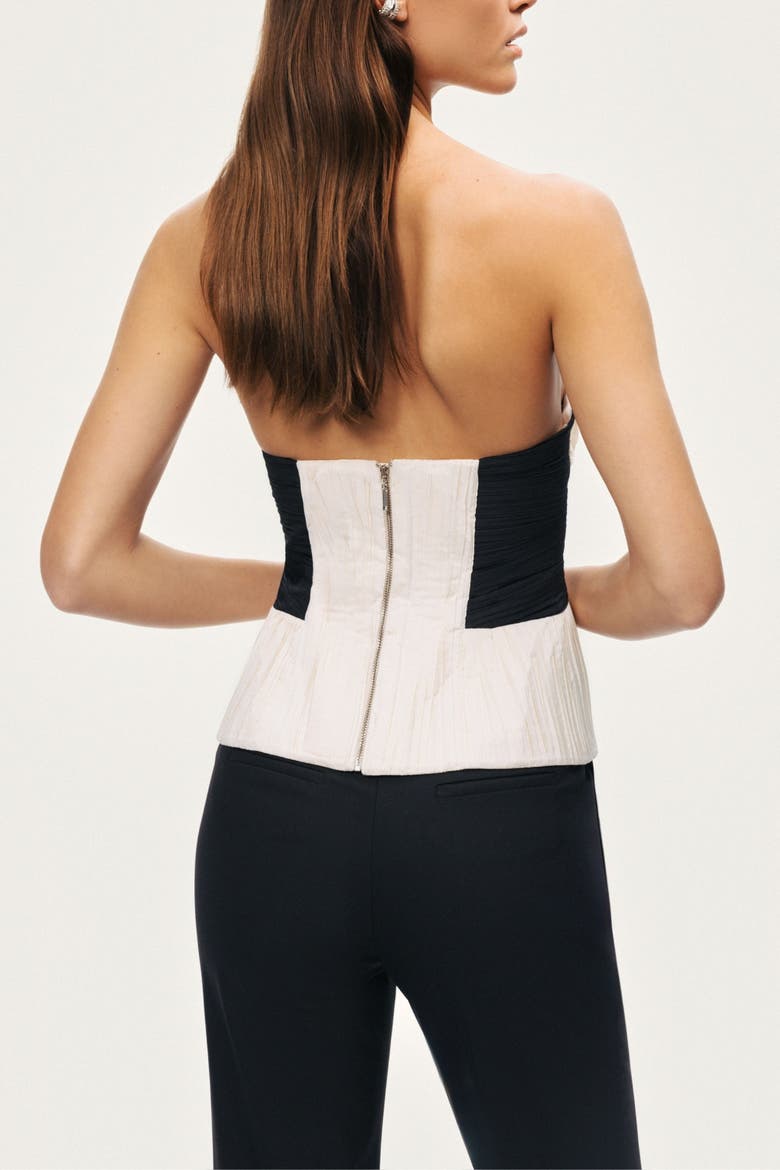 Structured Strapless Contrast Bustier Top, Alternate, color, Multi-Colored