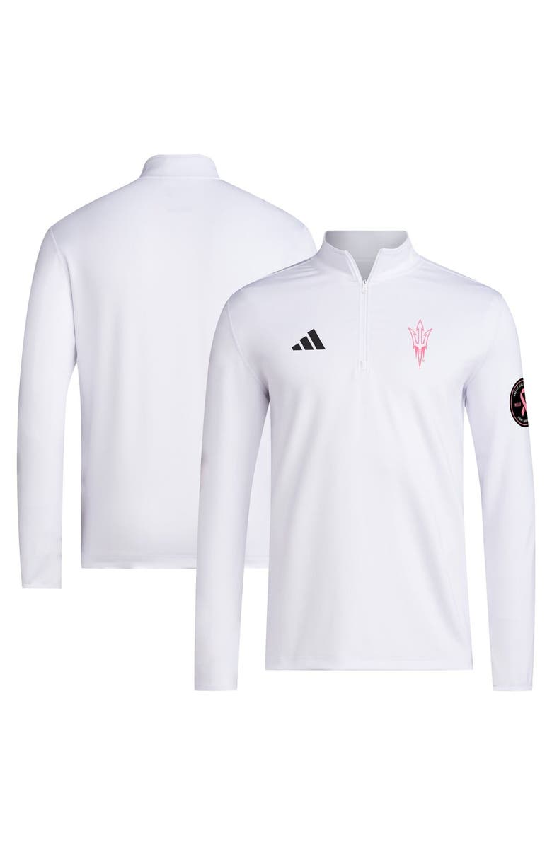 adidas Men's adidas White Arizona State Sun Devils Wear Pink Quarter-Zip Pullover, Main, color, White