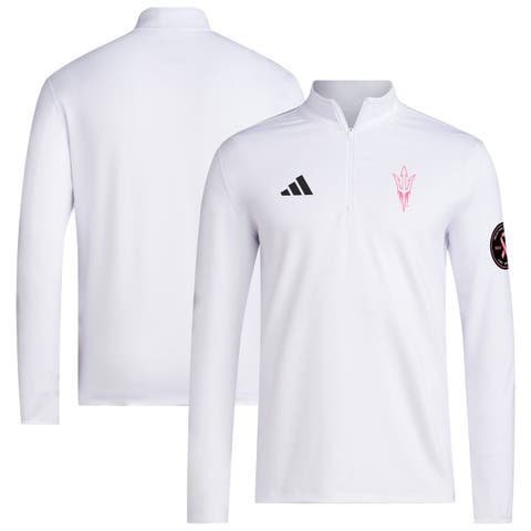 Men's adidas White Arizona State Sun Devils Wear Pink Quarter-Zip Pullover