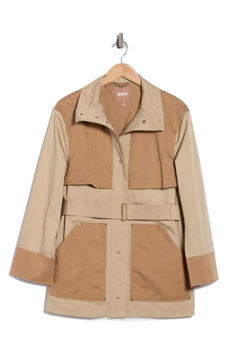 BOSS Cowala Belted Stretch Cotton Coat
