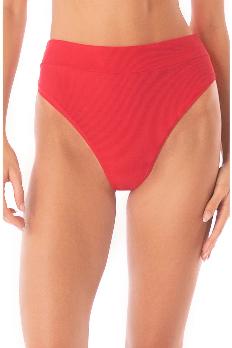 Suzy Q Reversible High Rise Bikini Bottoms, Main, color, RED