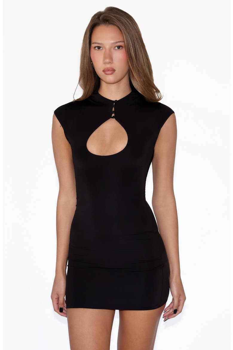 Mills Cutout Mock Neck Minidress, Alternate, color, BLACK