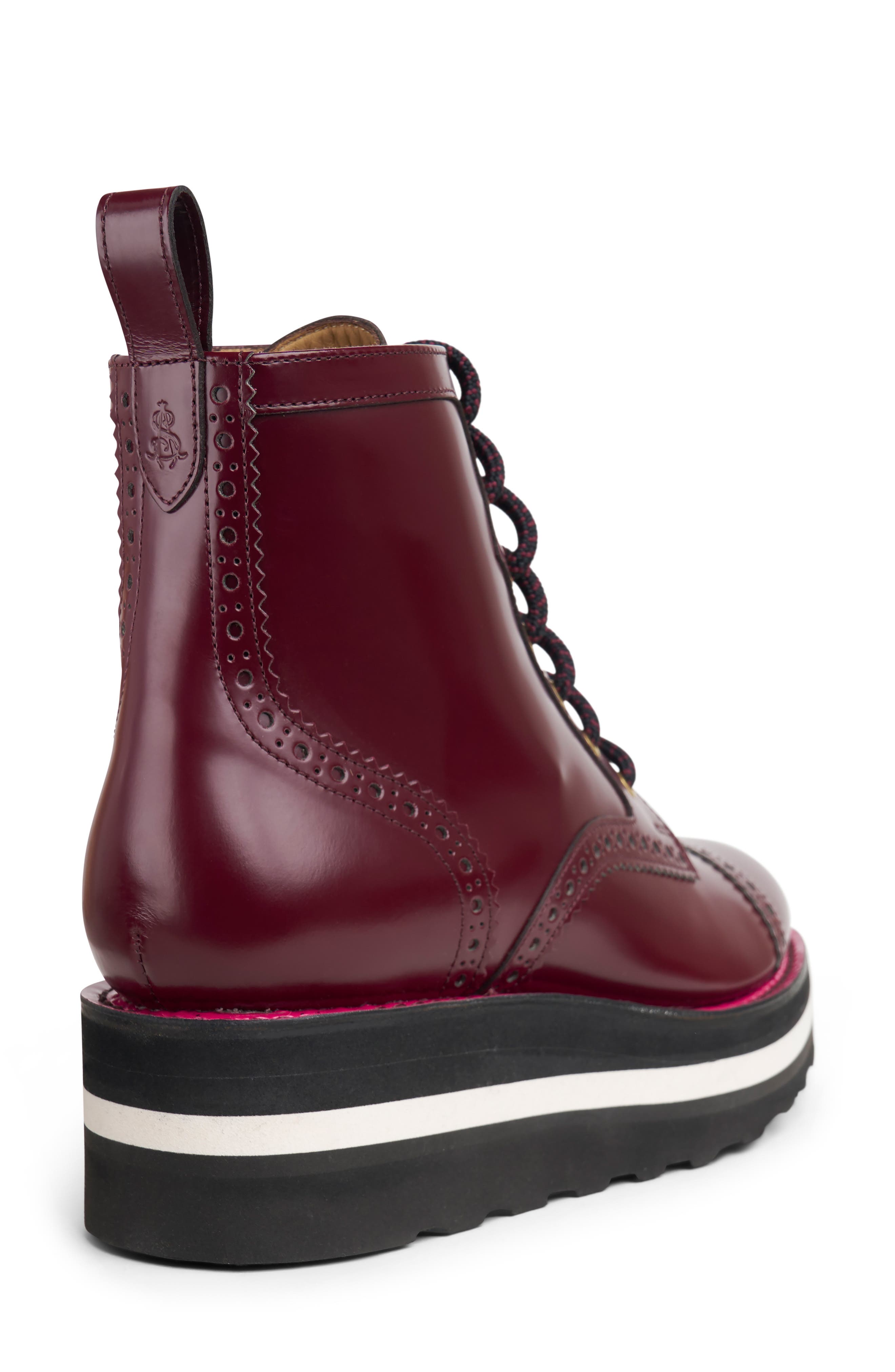 The Office of Angela Scott Ms. Chicago Cap Toe Platform Wedge Bootie, Alternate, color, Bordeaux