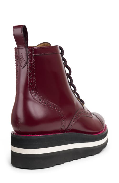 The Office Of Angela Scott Ms. Chicago Cap Toe Platform Wedge Bootie In Burgundy