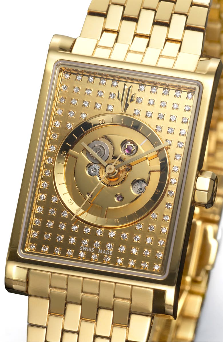 VIEREN Gold Stereo Diamond Swiss Automatic Watch, Alternate, color,