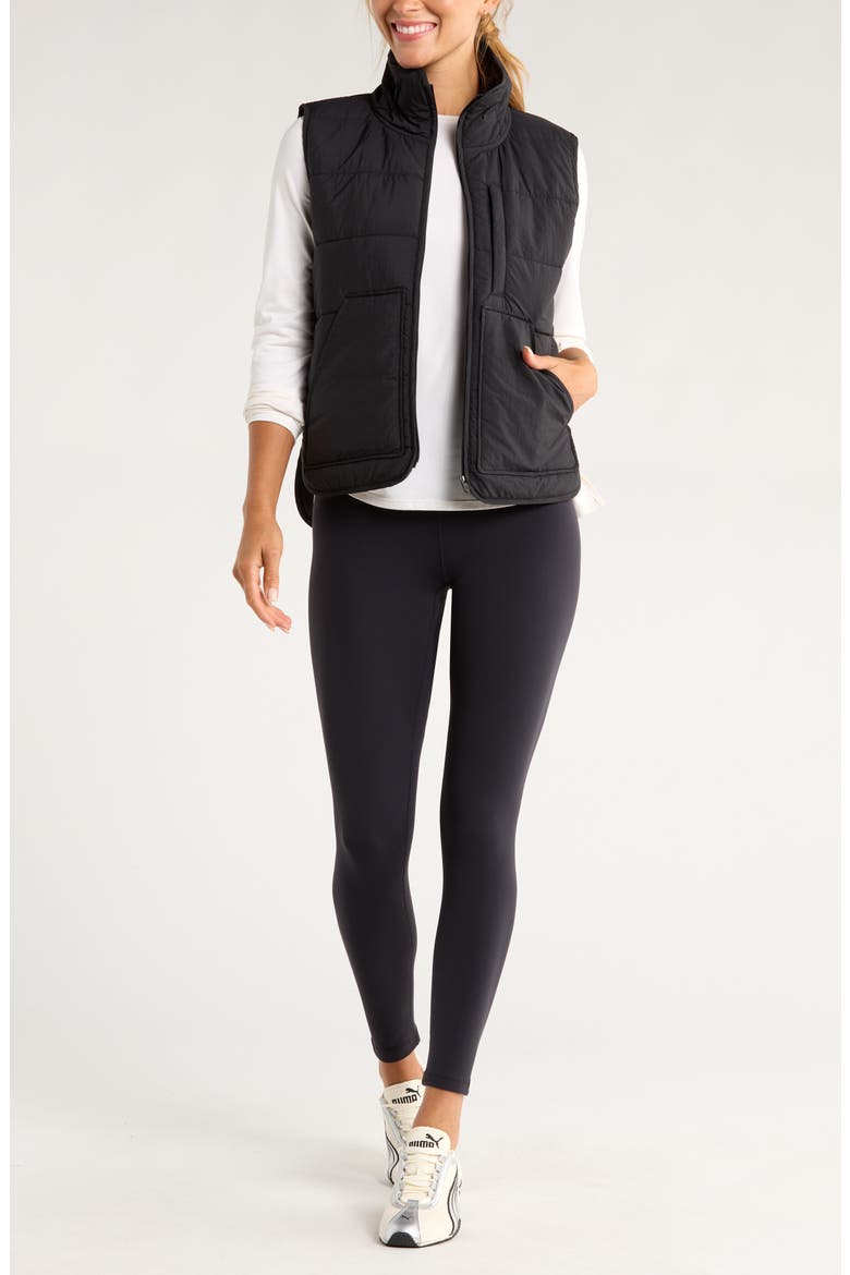 Packable Quilted Vest, Alternate, color, BLACK