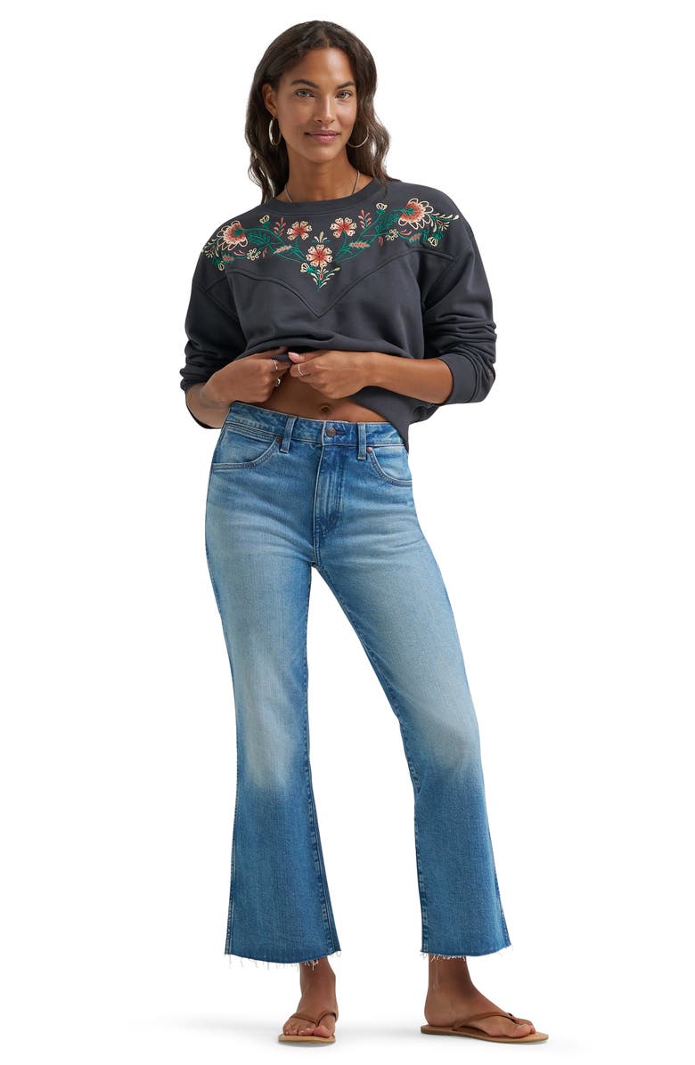 Wrangler Raw Hem High Waist Kick Flare Jeans, Alternate, color,