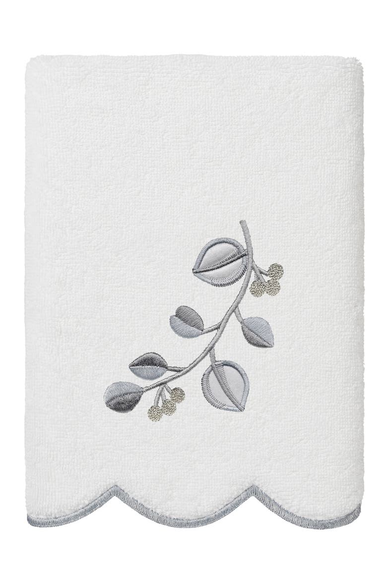 3-Piece Wild Branch Embroidered Turkish Cotton Towel Set, Alternate, color, WHITE/ GRAY