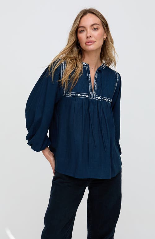 Raffya Baez Billowy Sleeve Blouse In Blue