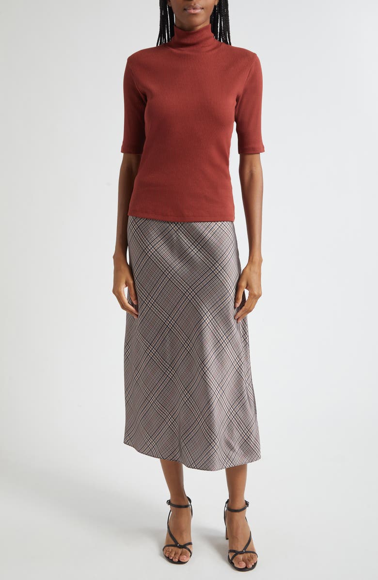 Vince Pressed Plaid Satin Slip Skirt, Alternate, color, Multi Plaid