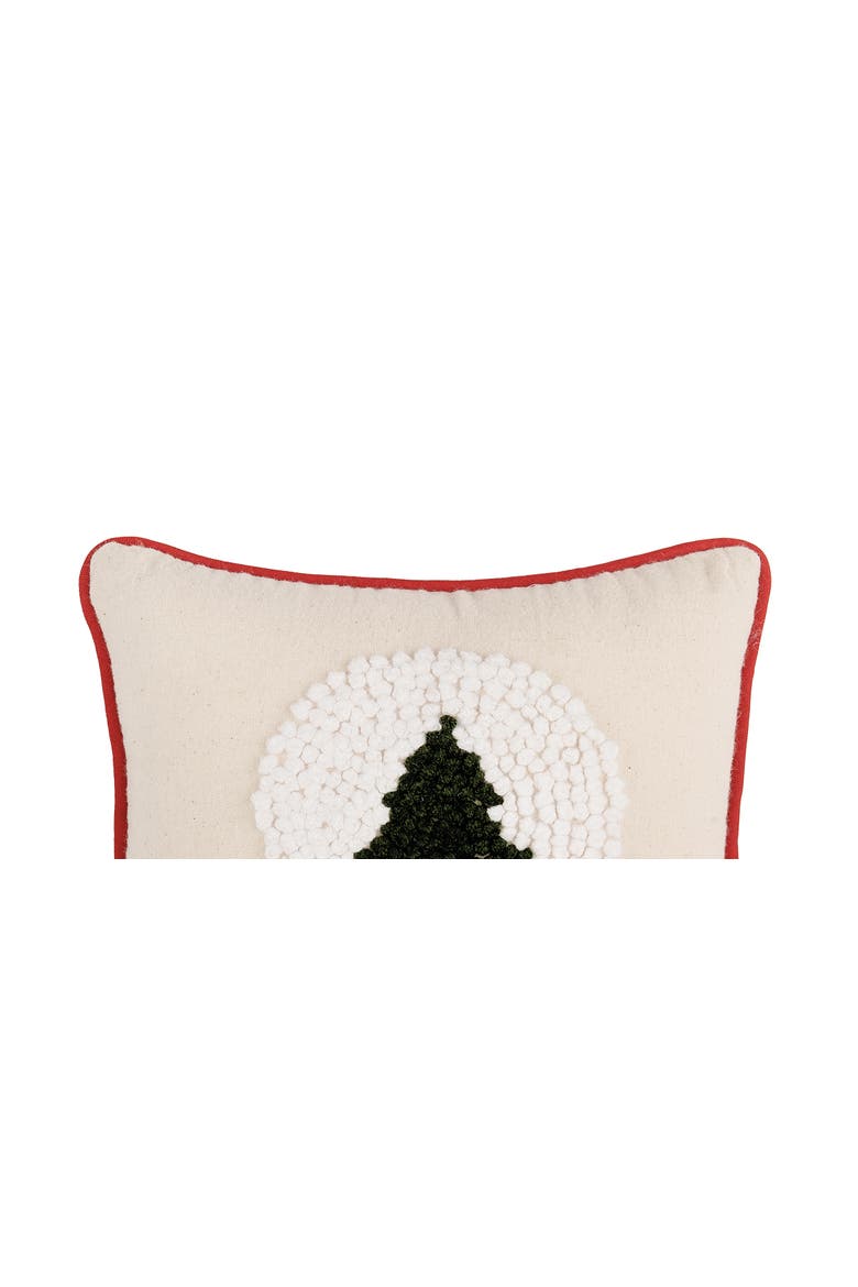 Snow Globe Christmas Tree French Knot Mini Accent Pillow 8" x 8", Alternate, color, Beige