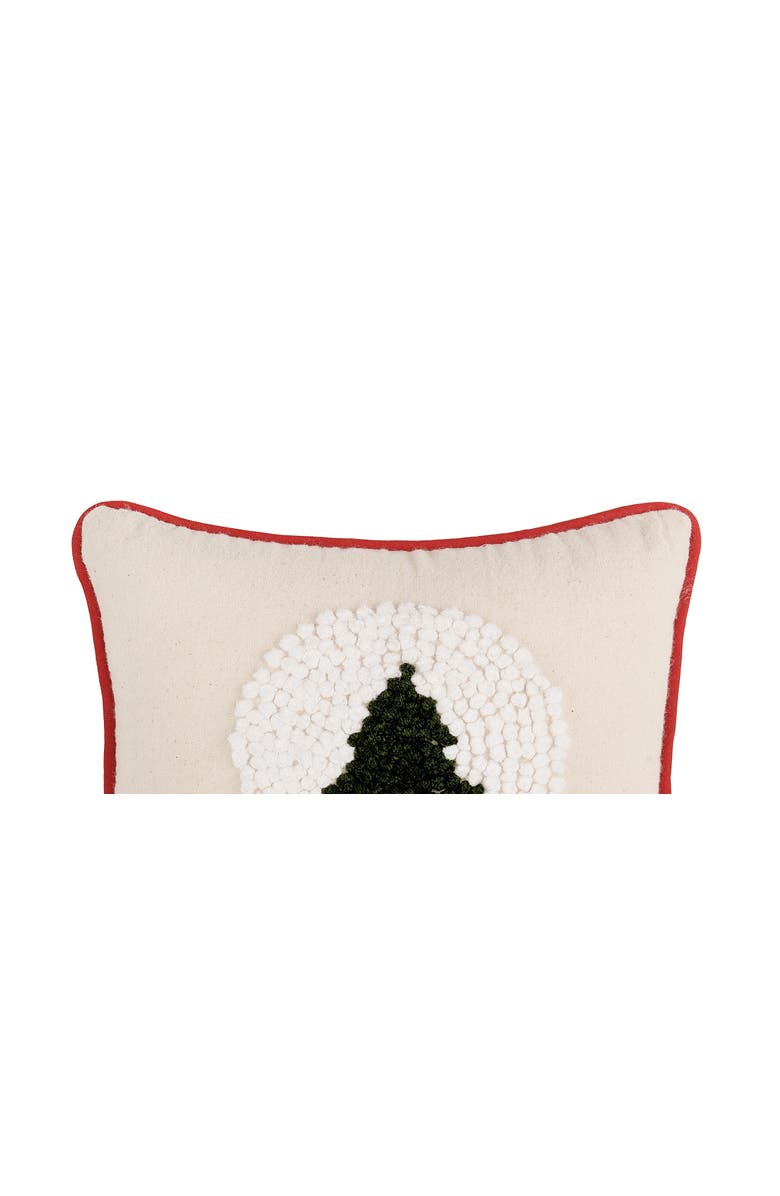 C&F Home Snow Globe Christmas Tree French Knot Mini Accent Pillow 8" x 8", Alternate, color, Beige