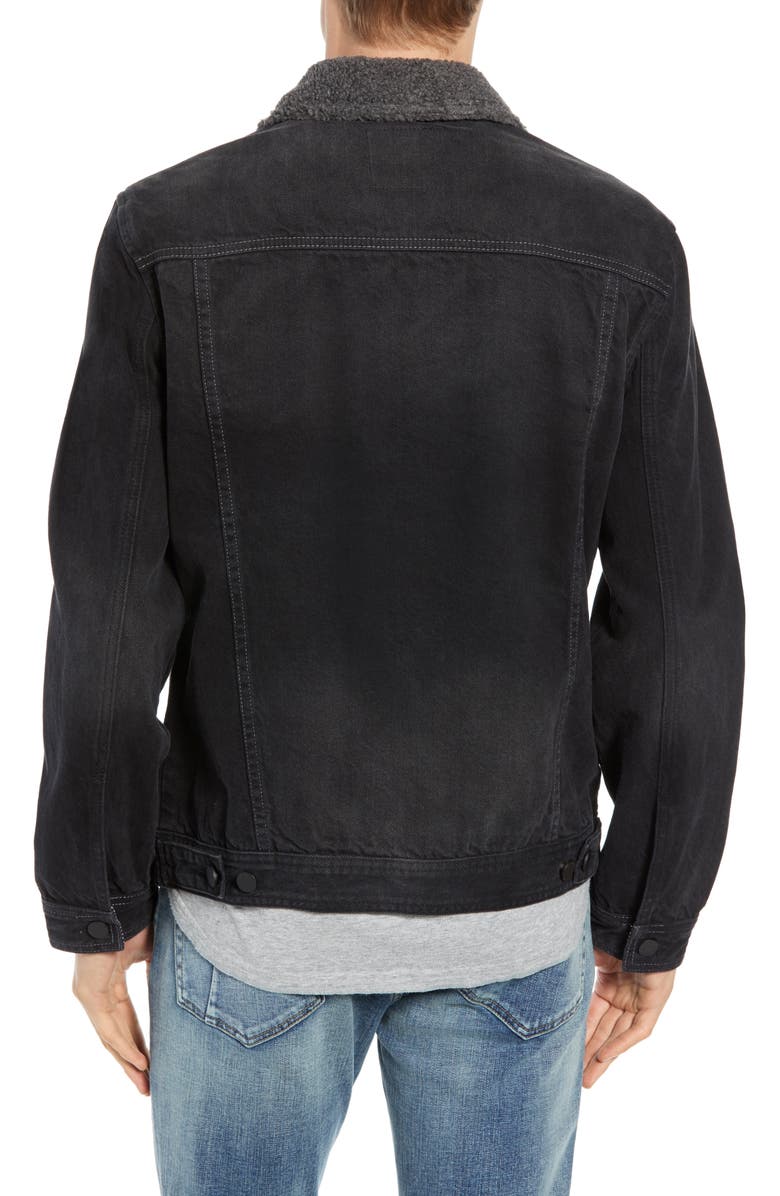 BLANKNYC Fleece Collar Denim Trucker Jacket, Alternate, color, 