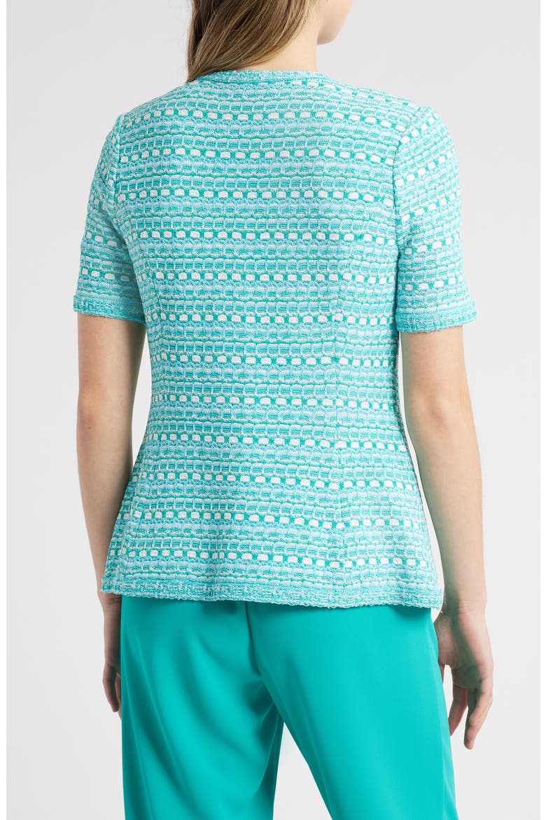 Mixed Stitch Short Sleeve Cardigan, Alternate, color, EMERALD AWE/ CALYPSO BLUE