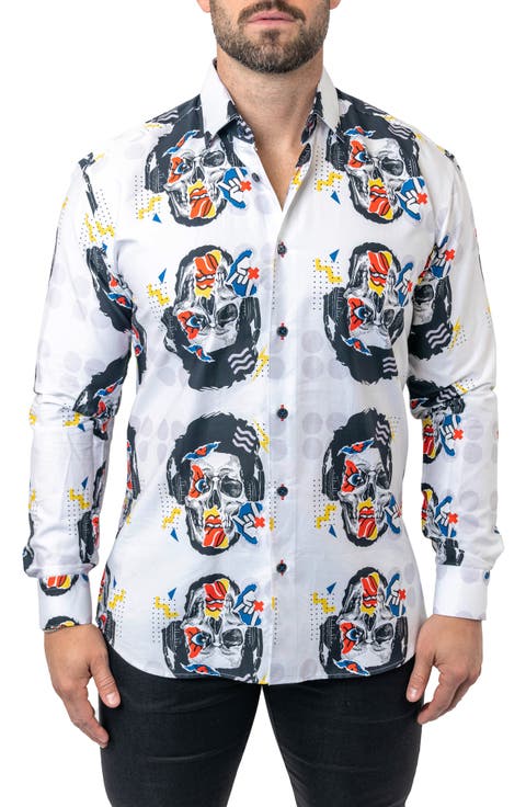 Fibonacci Stretchskullpuppet Performance Button-Up Shirt