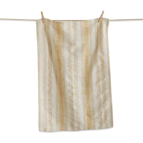 Serene Stripe Honey Yellow Cotton Dishtowel Set of Two
