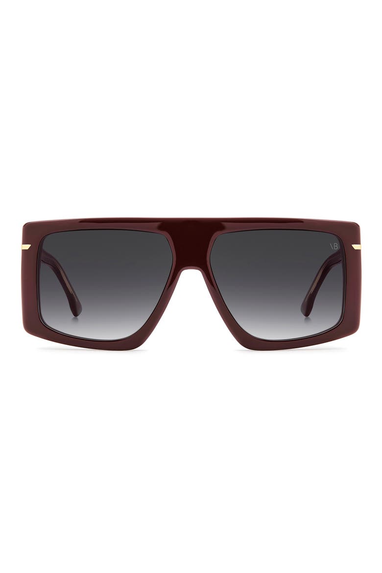 59mm Rectangular Sunglasses, Main, color, BURGUNDY/ DARK GREY SF