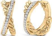 Haus of Brilliance 14K Yellow Gold Plated Sterling Silver 1/5 Cttw Diamond Twisted Design Hoop Earrings