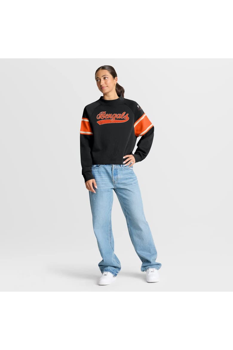 Women's Fanatics Black Cincinnati Bengals Oversized Hometown Toss Sweep Mock Neck Pullover, Alternate, color, Black