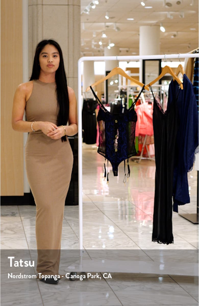 Lace & Mesh Underwire Teddy with Garter Straps, sales video thumbnail