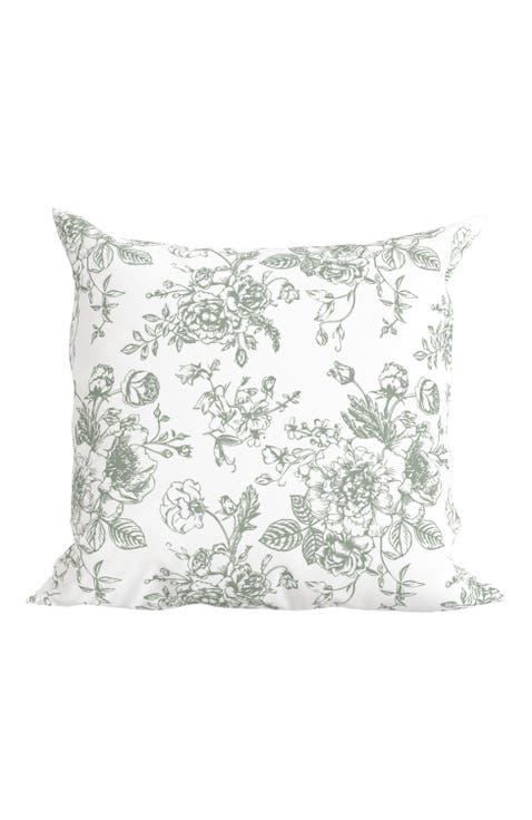 Green Floral Toile Pillow in Rosecrest