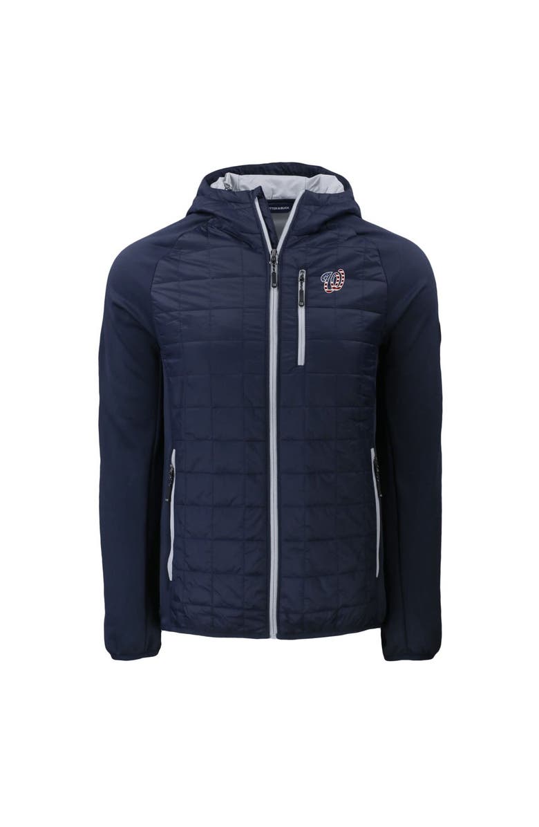 Cutter & Buck Men's Cutter & Buck  Navy Washington Nationals Americana Rainier Primaloft Eco Raglan Full-Zip Hybrid Jacket, Alternate, color, 
