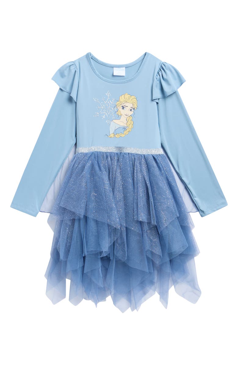 Happy Threads Kids' Frozen Ballerina Ruffle Long Sleeve Tutu Party Dress, Main, color, Dusty Blue