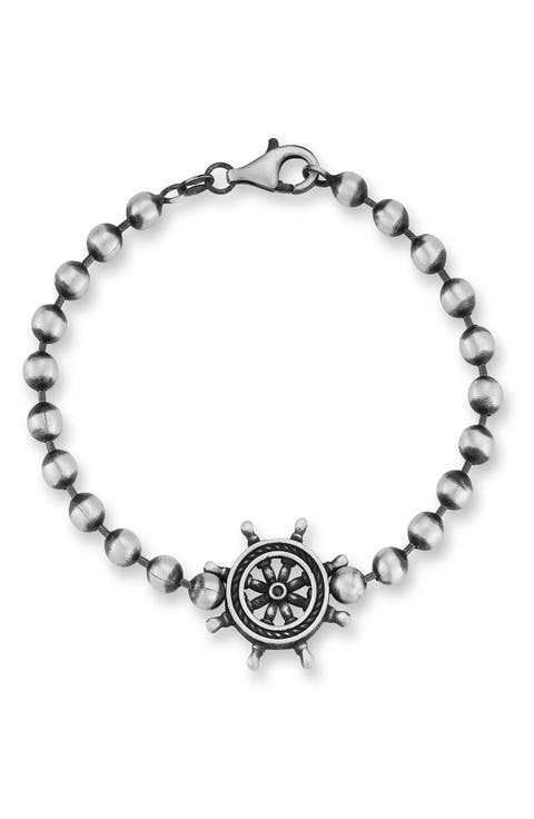 Men's Sterling Silver Oxidized Nautical Chain Bracelet