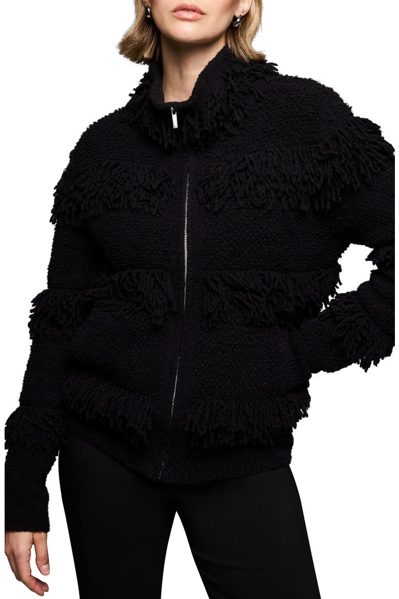 Fringe Knit Jacket, Main, color, BLACK ONYX