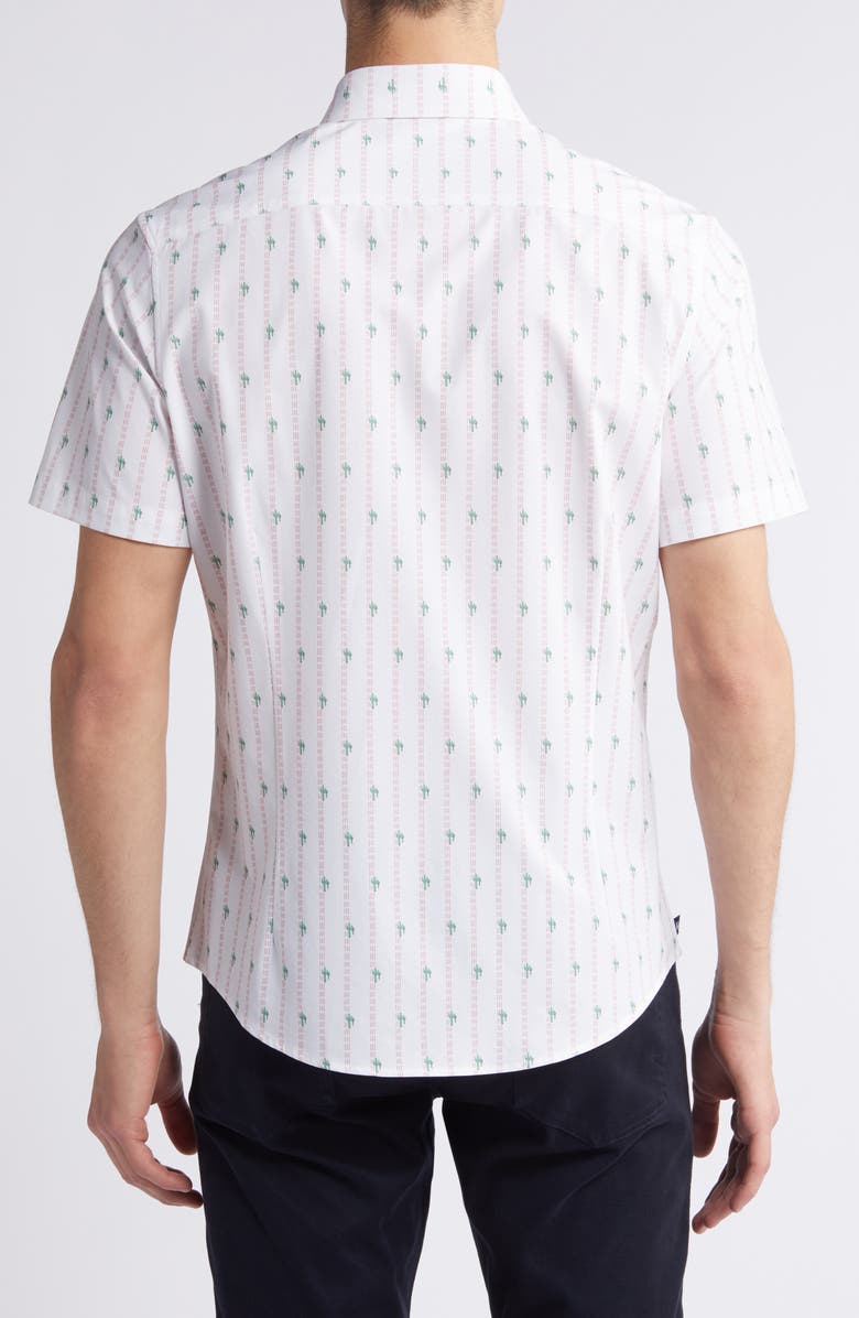 Mizzen+Main Leeward Trim Fit Cactus Stripe Short Sleeve Performance Button-Up Shirt, Alternate, color, 