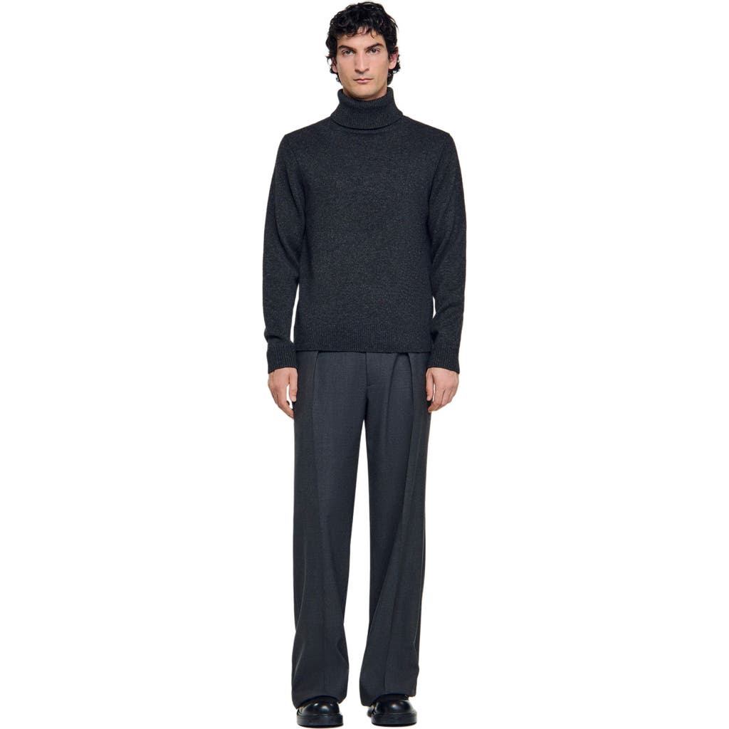 Sandro Wool And Cashmere Turtleneck Sweater In Gray